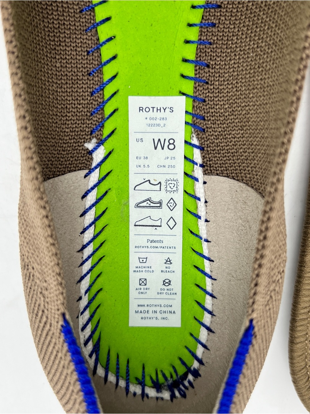 Rothy's Taupe Pointed-Toe Flats with Blue Trim - Picture 10 of 12